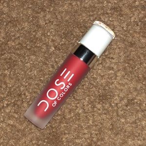 Coral red lipstick